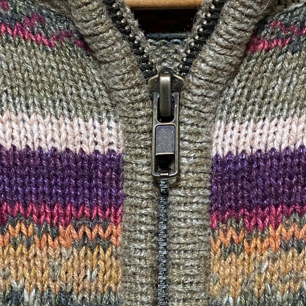Classic Elements Petite S Zip Up Cardigan Sweater Multicolored Stripes Fair Isle - Picture 5 of 10